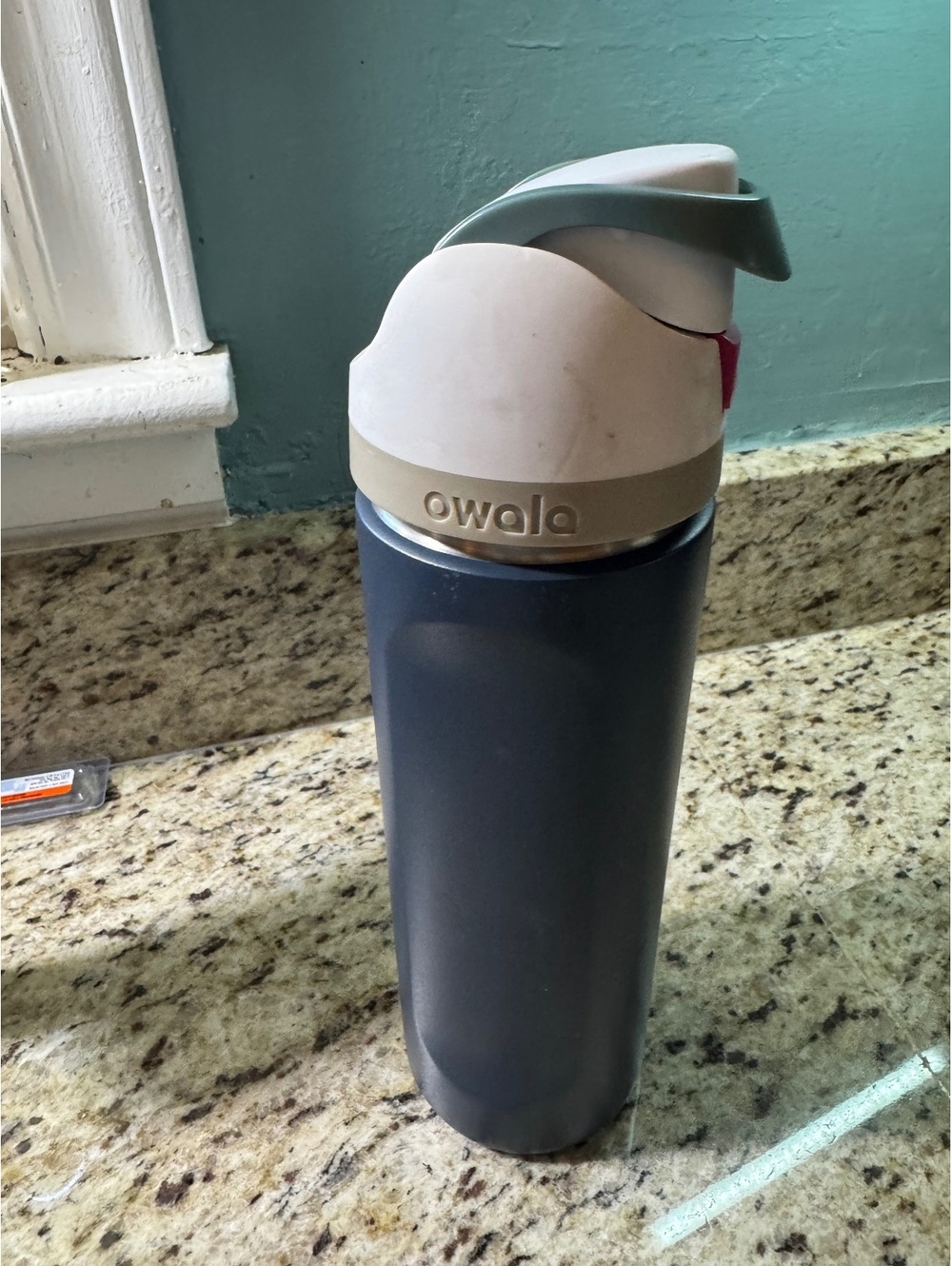 Dark Blue White Owala Water bottle